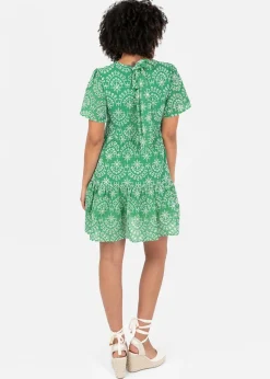 Angel Green Sleeve Tie Back Smock Mini Dress