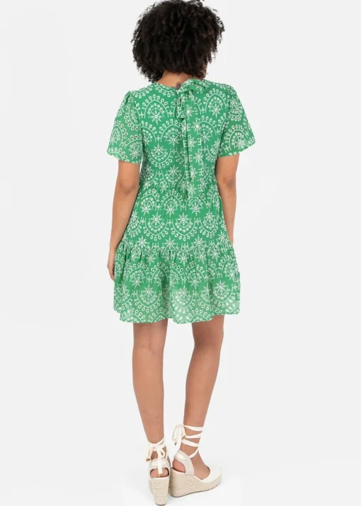 Angel Green Sleeve Tie Back Smock Mini Dress