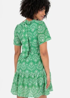 Angel Green Sleeve Tie Back Smock Mini Dress