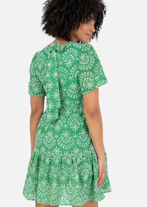 Angel Green Sleeve Tie Back Smock Mini Dress