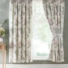 Appletree Heritage Campion Sateen Green Pencil Pleat Curtains With Tie-Backs