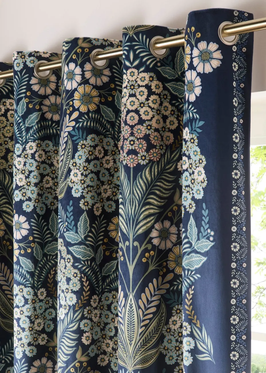 Appletree Heritage Evelina Lined Navy Eyelet Curtains