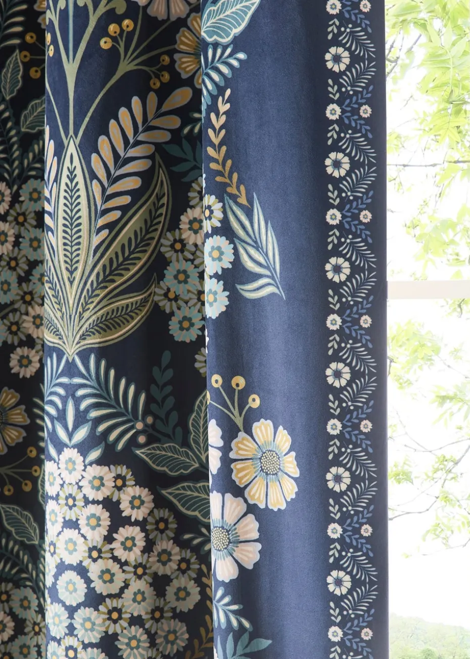 Appletree Heritage Evelina Lined Navy Eyelet Curtains