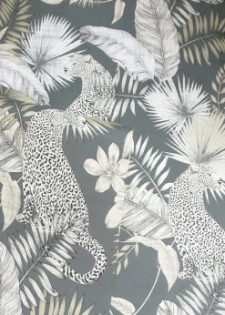 Arthouse Tropical Leopard Neutral Wallpaper