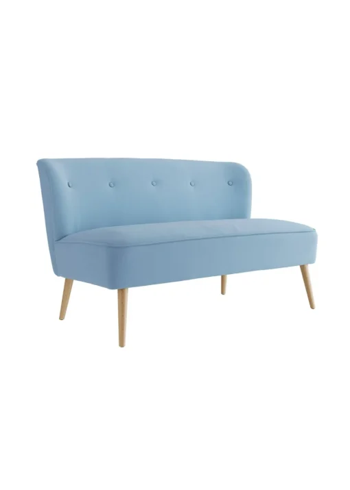Aura Linda Cornflower Blue/Blonde Wood 2 Seater Sofa