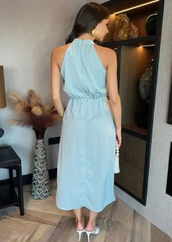 AX Paris Duck Egg Halter Neck Dipped Hem Midi Dress