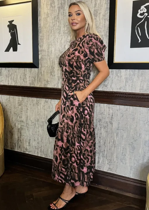 AX Paris Multi Animal Print Puff Sleeve Smock Midi Dress