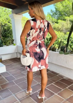 AX Paris Multi Floral Print Round Neck Mini Dress