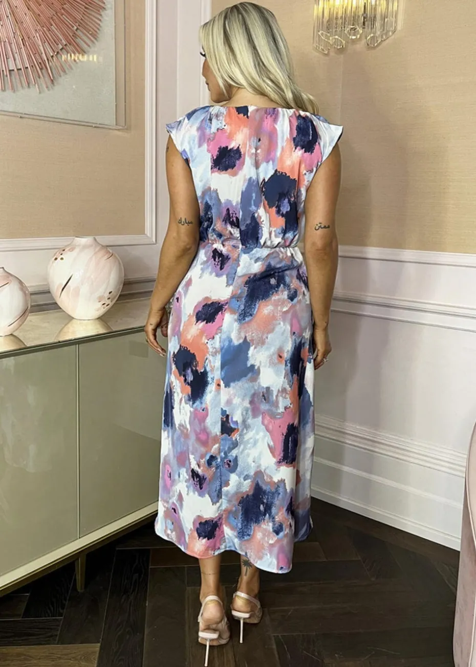 AX Paris Multi Smudge Print Dipped Hem Midi Dress