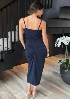 AX Paris Navy Strappy Wrap Top Knot Skirt Midi Dress