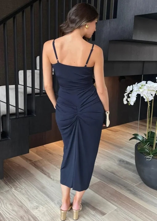 AX Paris Navy Strappy Wrap Top Knot Skirt Midi Dress