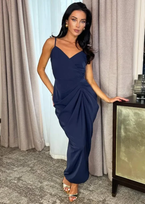 AX Paris Navy Strappy Wrap Top Gathered Skirt Maxi Dress