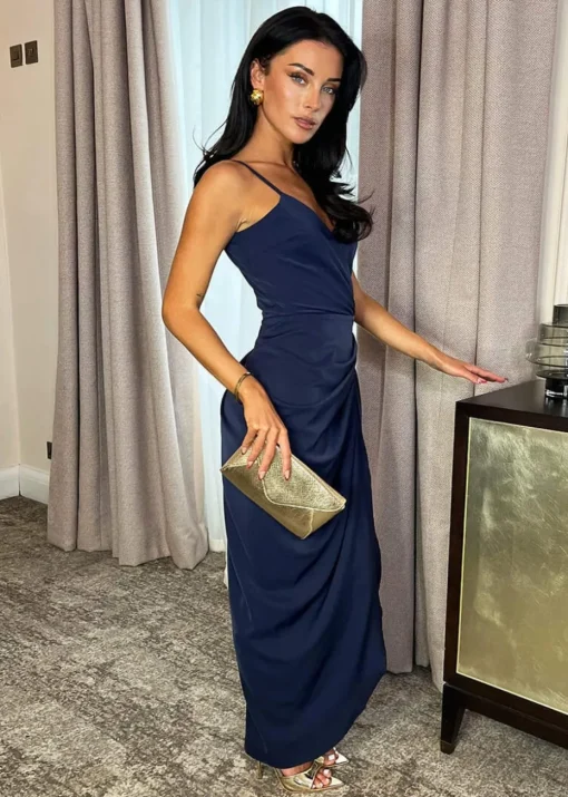 AX Paris Navy Strappy Wrap Top Gathered Skirt Maxi Dress