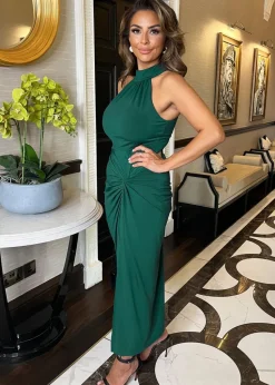 AX Paris Teal Halter Neck Knot Skirt Midi Dress