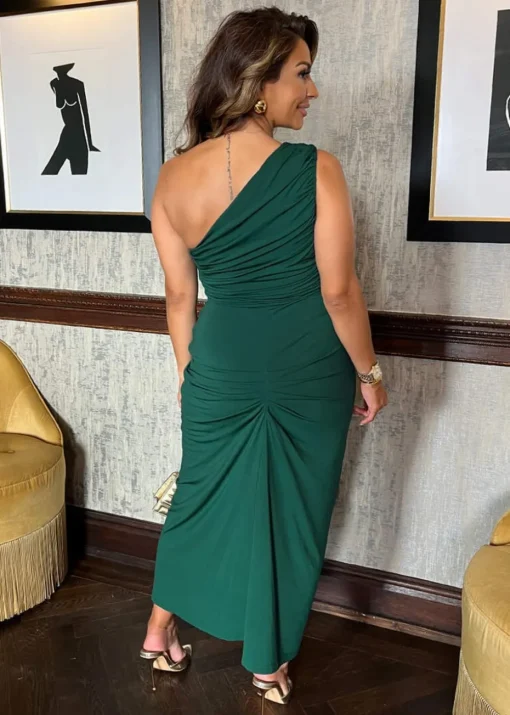 AX Paris Teal One Shoulder Knot Skirt Midi Dress