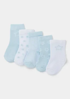 Baby 5 Pack Blue Socks (Newborn-23mths)