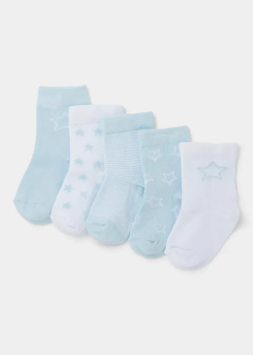 Baby 5 Pack Blue Socks (Newborn-23mths)