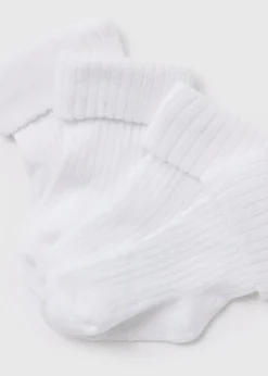 Baby 4 Pack White Ribbed Socks (Newborn-24mths)