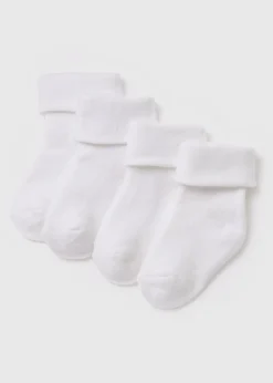 Baby 4 Pack White Terry Tot Socks (Newborn-12mths)