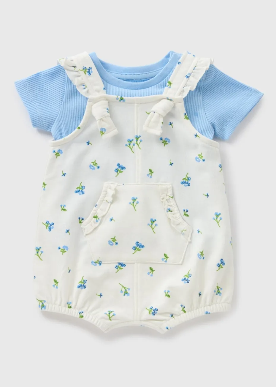 Baby Blue Floral Top & Dungaree Set (Newborn-23mths)