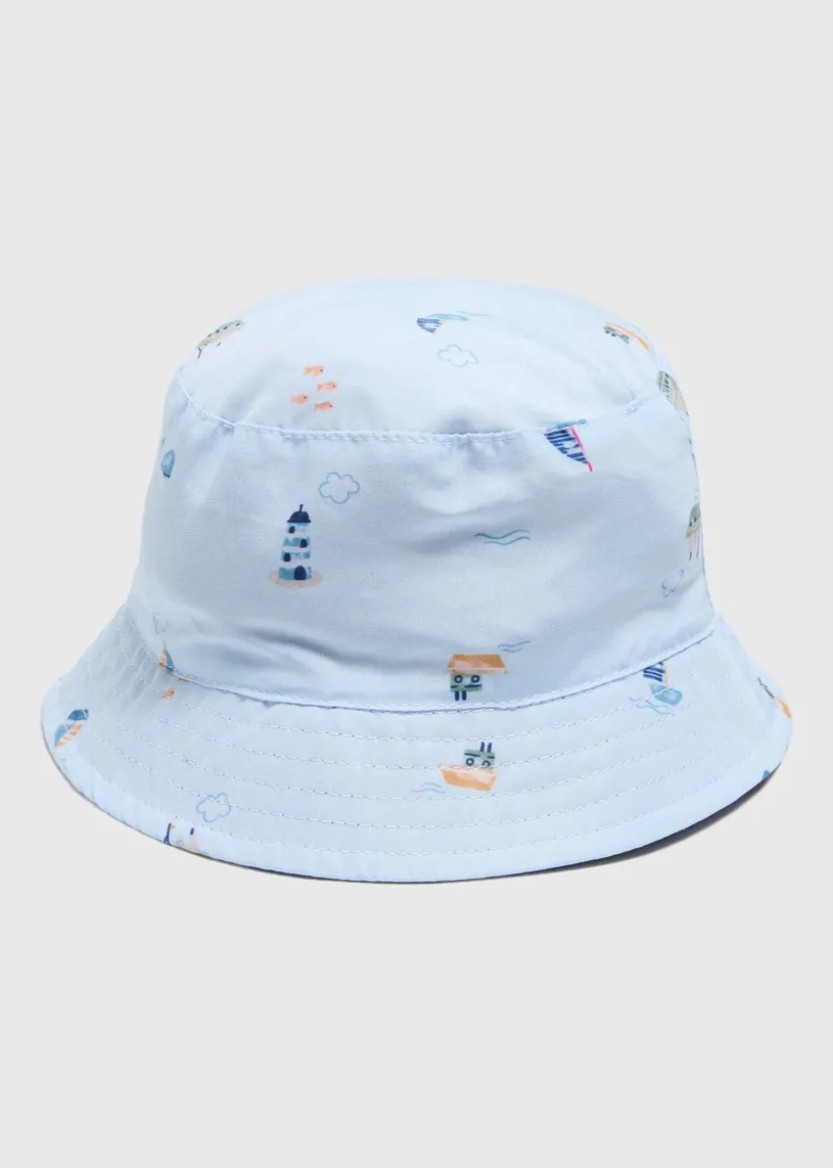 Baby Blue Reversible Nautical Bucket Hat (Newborn-24mths)