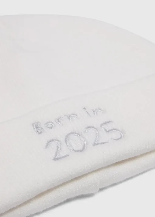 Baby Cream Born In 2025 Beanie (Newborn-6mths)