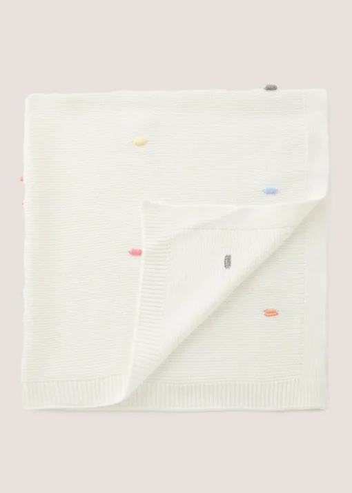 Baby Cream Knit Pom Pom Blanket
