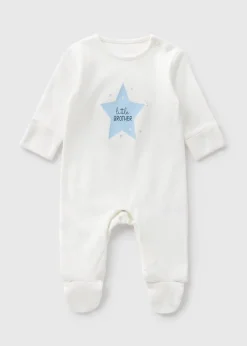 Baby Cream Little Brother Sleepsuit (Newborn-18mths)