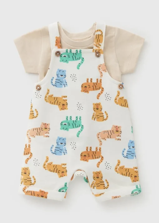 Baby Cream Safari Dungaree Set (Newborn-23mths)