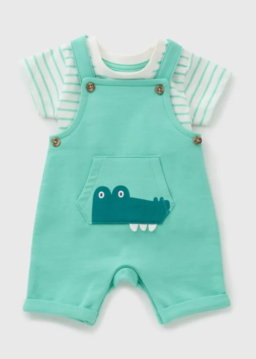 Baby Green Crocodile Dungaree Set (Newborn-23mths)