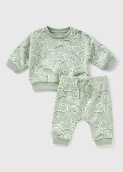 Baby Green Dino Sweatshirt & Jogging Bottoms Set (Newborn-23mths)