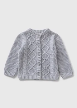 Baby Grey Cable Knit Cardigan (Newborn-23mths)