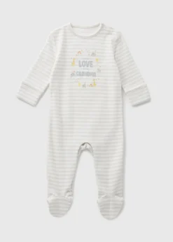 Baby Grey Stripe Grandma Sleepsuit (Newborn-18mths)