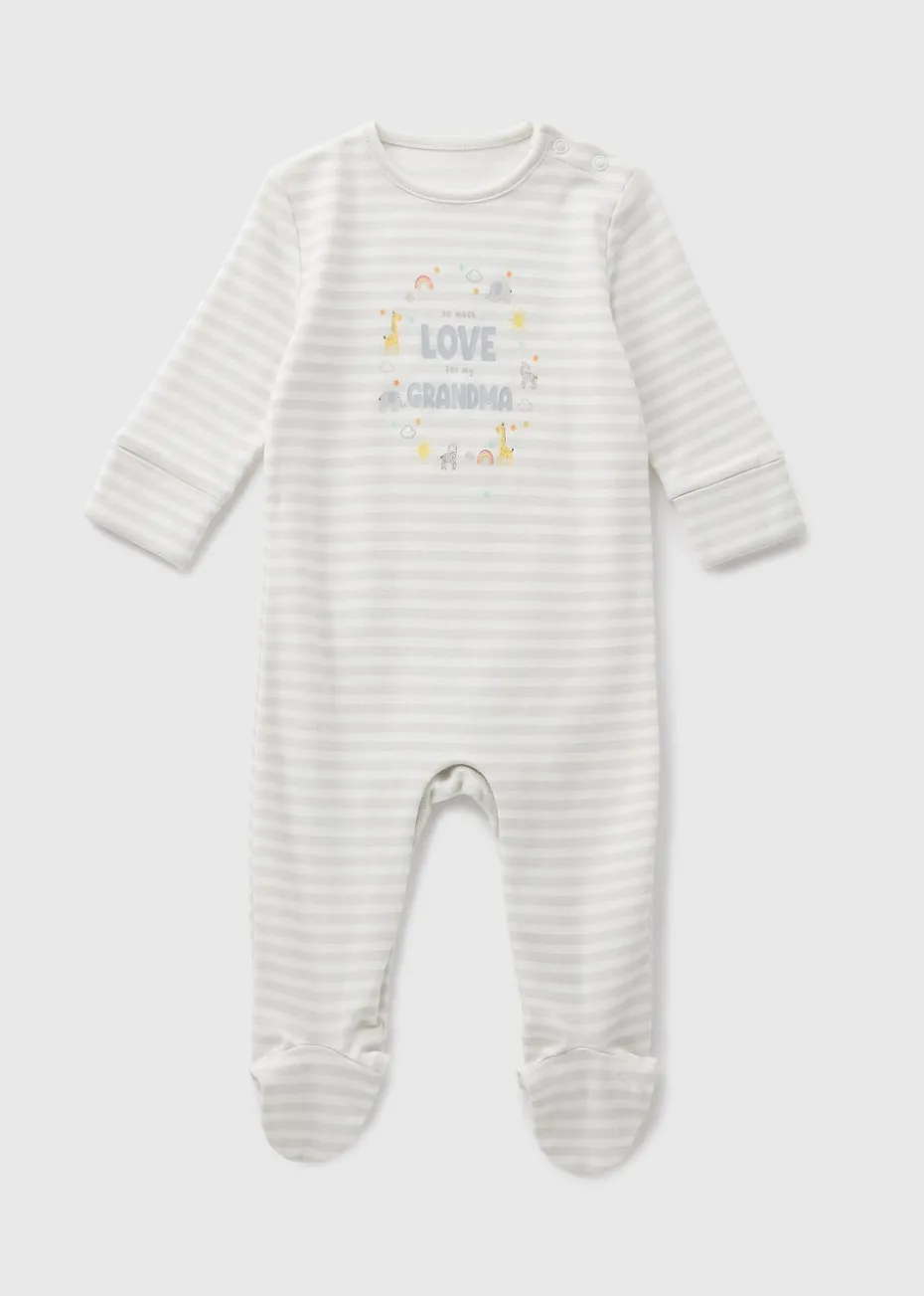 Baby Grey Stripe Grandma Sleepsuit (Newborn-18mths)