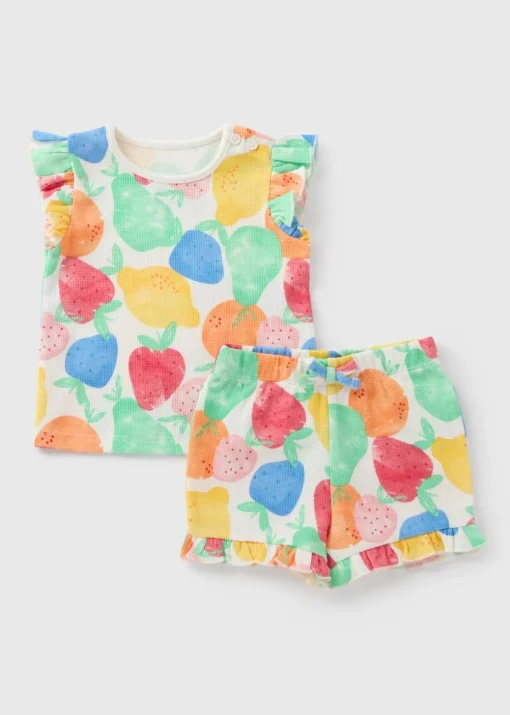 Baby Multicoloured Strawberry Top & Shorts Set (Newborn-23mths)