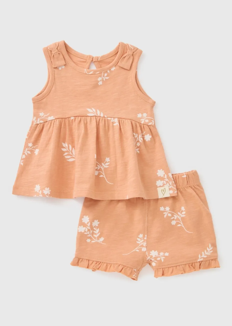 Baby Orange Floral Top & Shorts Set (Newborn-23mths)
