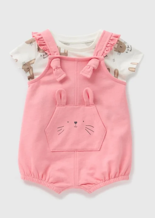 Baby Pink Bunny Top & Dungaree Set (Newborn-23mths)