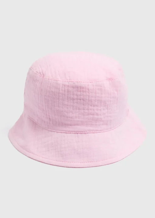 Baby Pink Crinkle Bucket Hat (Newborn-24mths)