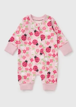 Baby Pink Ladybird Sleepsuit (Newborn-23mths)