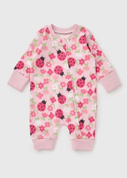 Baby Pink Ladybird Sleepsuit (Newborn-23mths)