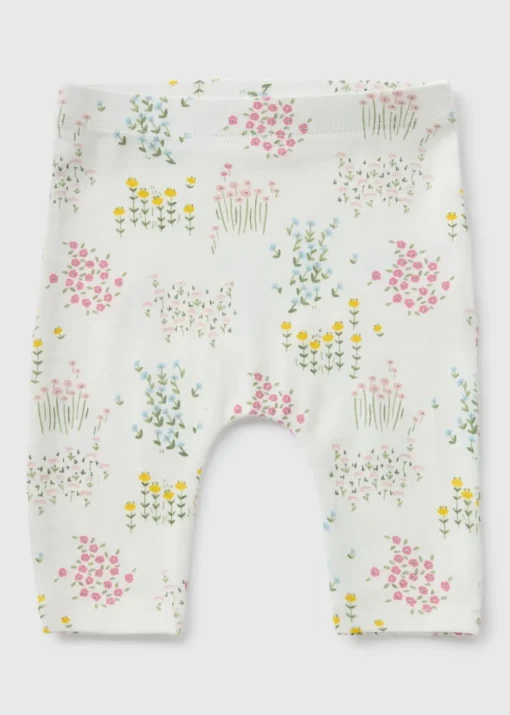 Baby White Floral Leggings (Newborn-23mths)