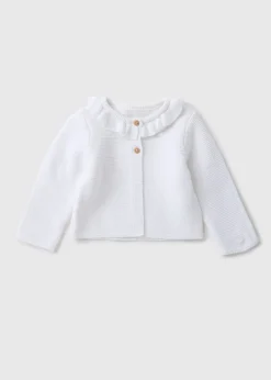 Baby White Frill Knitted Cardigan (Newborn-23mths)