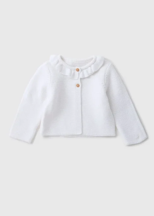 Baby White Frill Knitted Cardigan (Newborn-23mths)