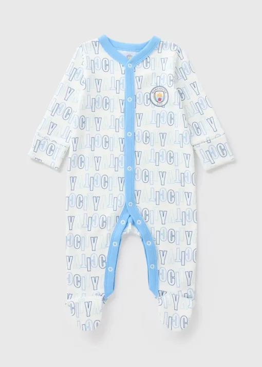 Baby White Manchester City Sleepsuit (Newborn-18mths)