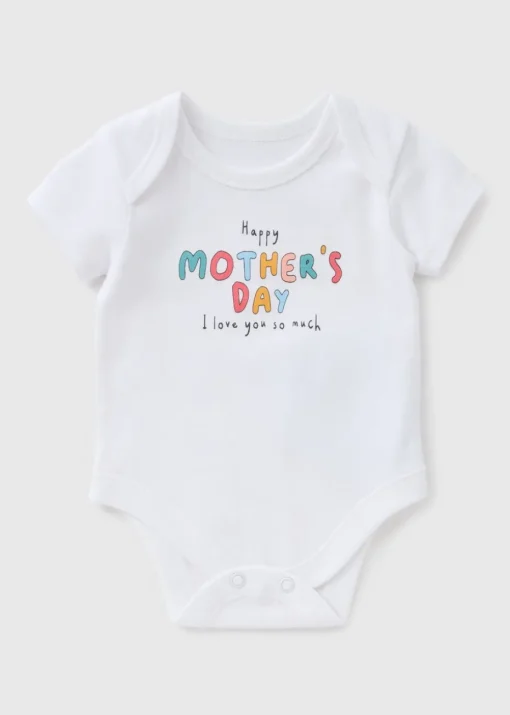 Baby White Mothers Day Bodysuit (Newborn-12mths)