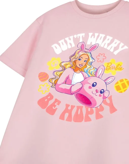 Barbie Don't Worry Be Hoppy Girls Pink T-Shirt (3-14 Years)