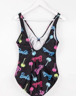 Barbie Logo & Palm Tree Graphic Multi Coloured 1 Piece Swimming Costume
