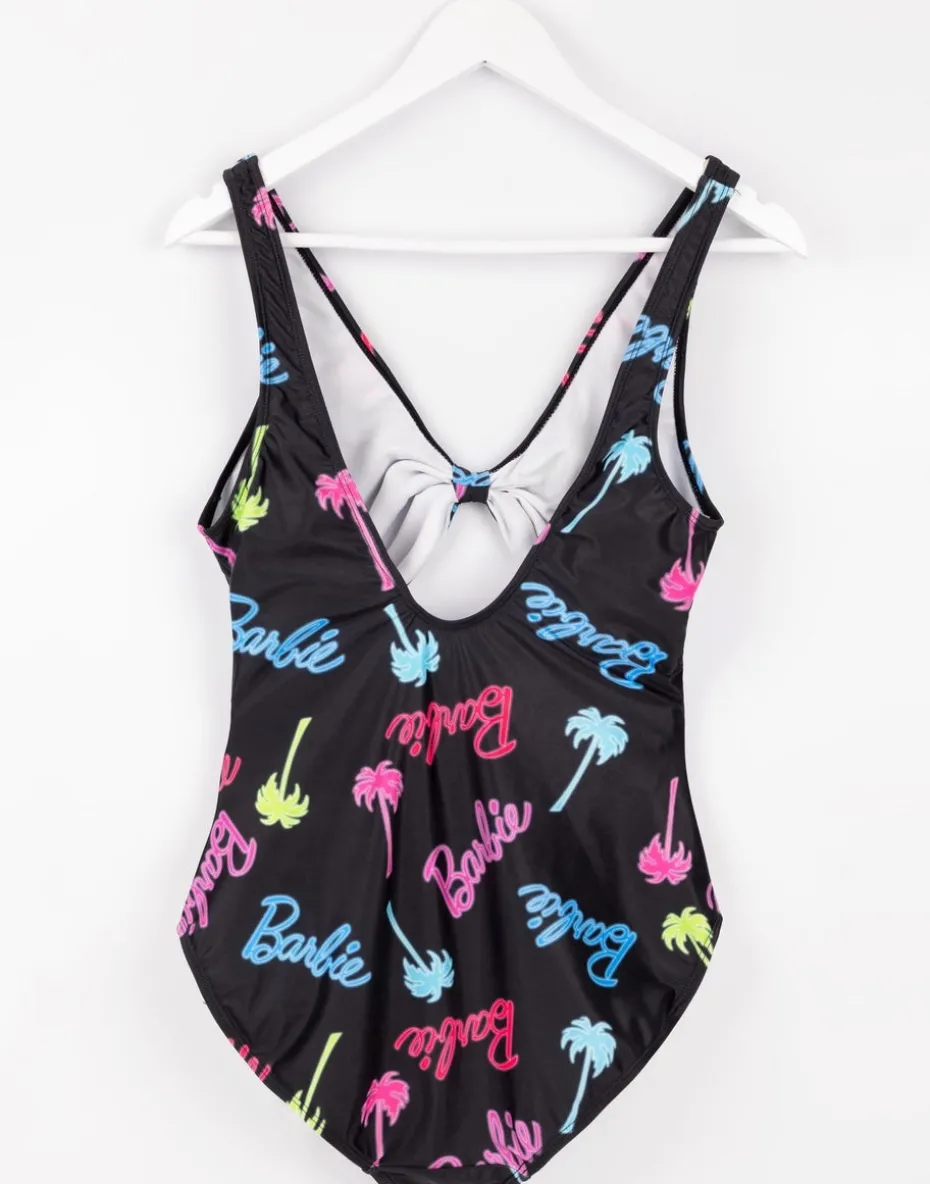 Barbie Logo & Palm Tree Graphic Multi Coloured 1 Piece Swimming Costume