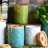 Beau & Elliot Lime Carnaby Porcelain Embossed Jar with Bamboo Lid
