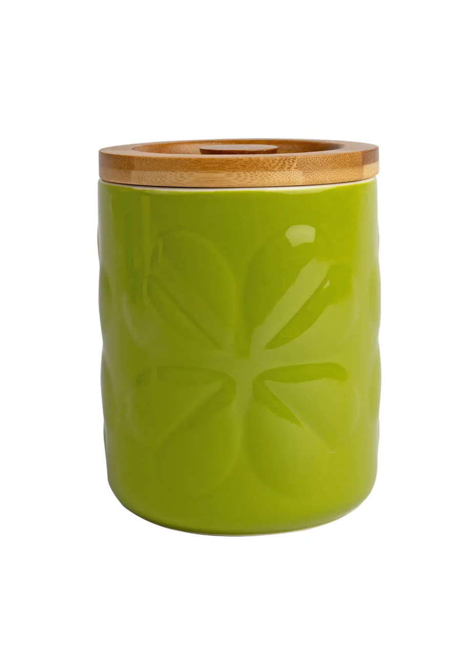 Beau & Elliot Lime Carnaby Porcelain Embossed Jar with Bamboo Lid